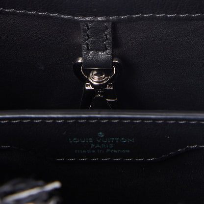 Louis Vuitton Tweed Calfskin Capucines MM Black White 7 of 8