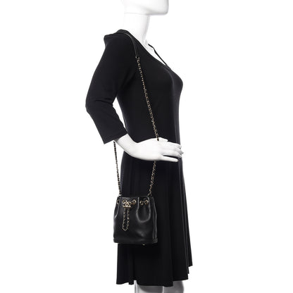 Chanel Calfskin Stitched Mini Drawstring CC Bag Black 2 of 11