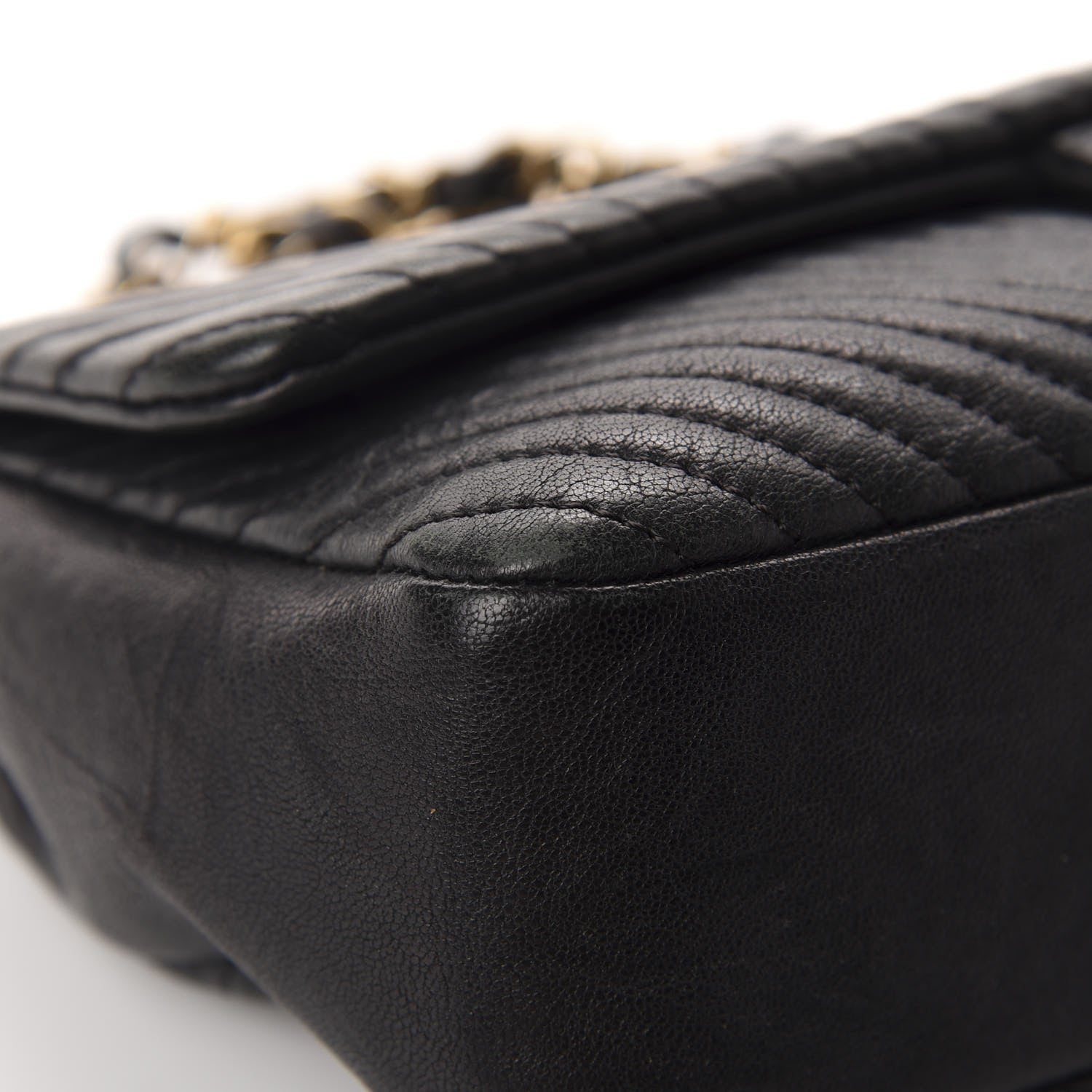 Chanel Calfskin Chevron Quilted Medium Surpique Flap Black 9 of 12