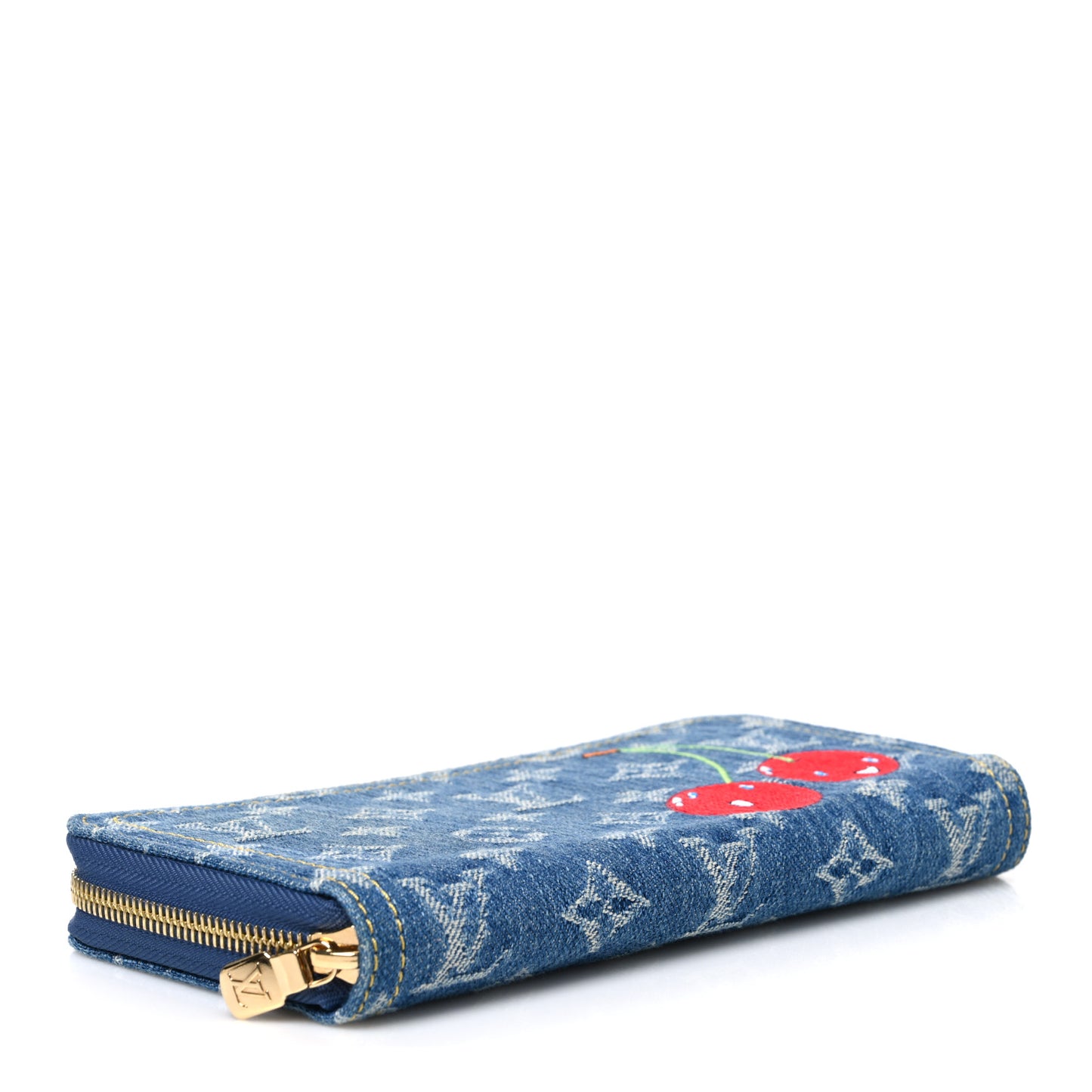LV X TM Monogram Denim Cerises Zippy Wallet Blue
