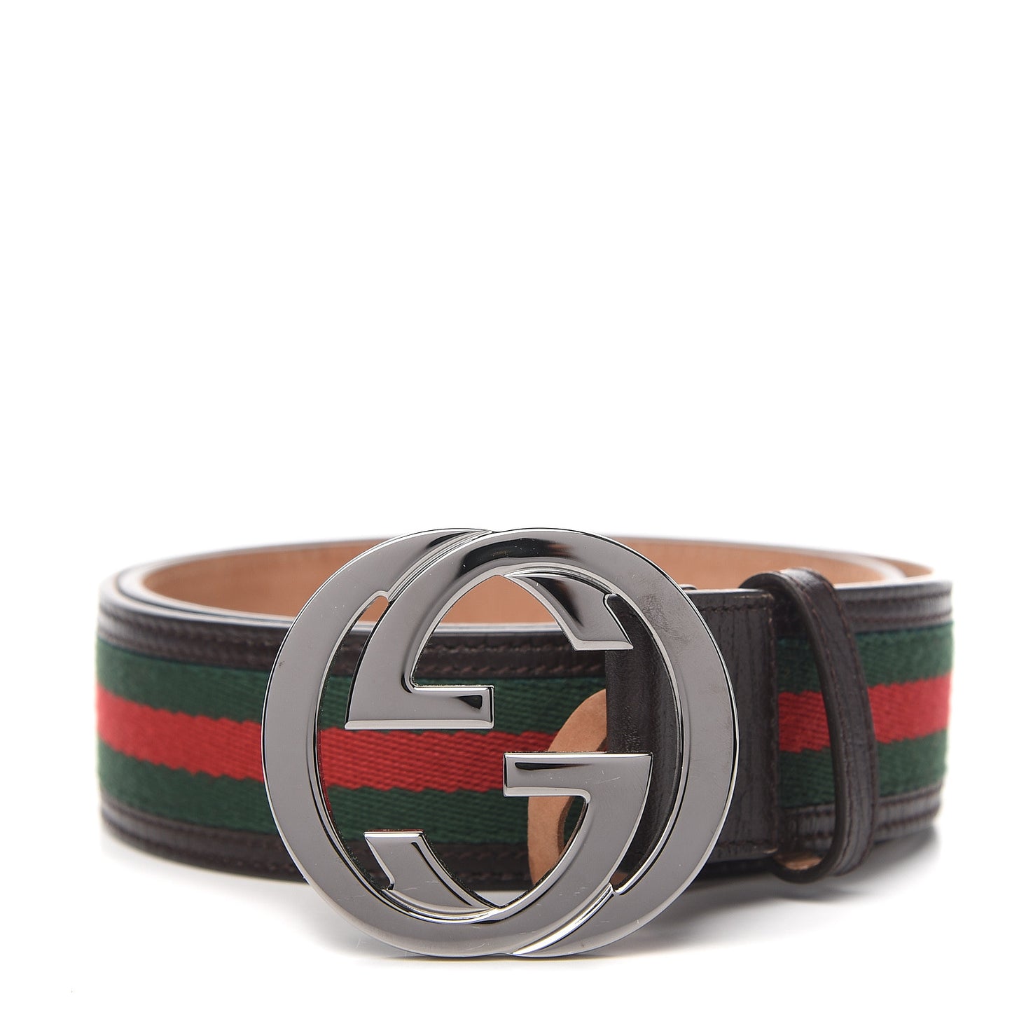 Calfskin Web Interlocking G Belt 80 32 Dark Brown