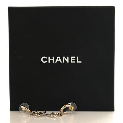 Chanel Metal Crystal CC Hoop Drop Earrings Gold 5 of 5
