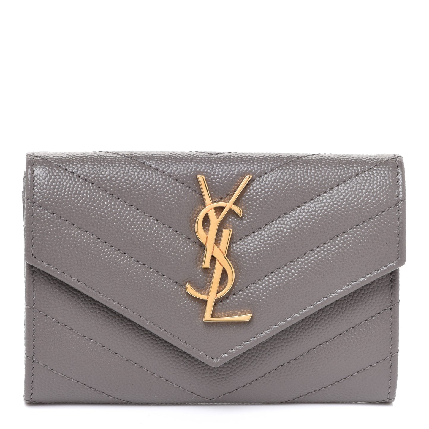 Grain De Poudre Matelasse Chevron Small Monogram Envelope Wallet Pebble