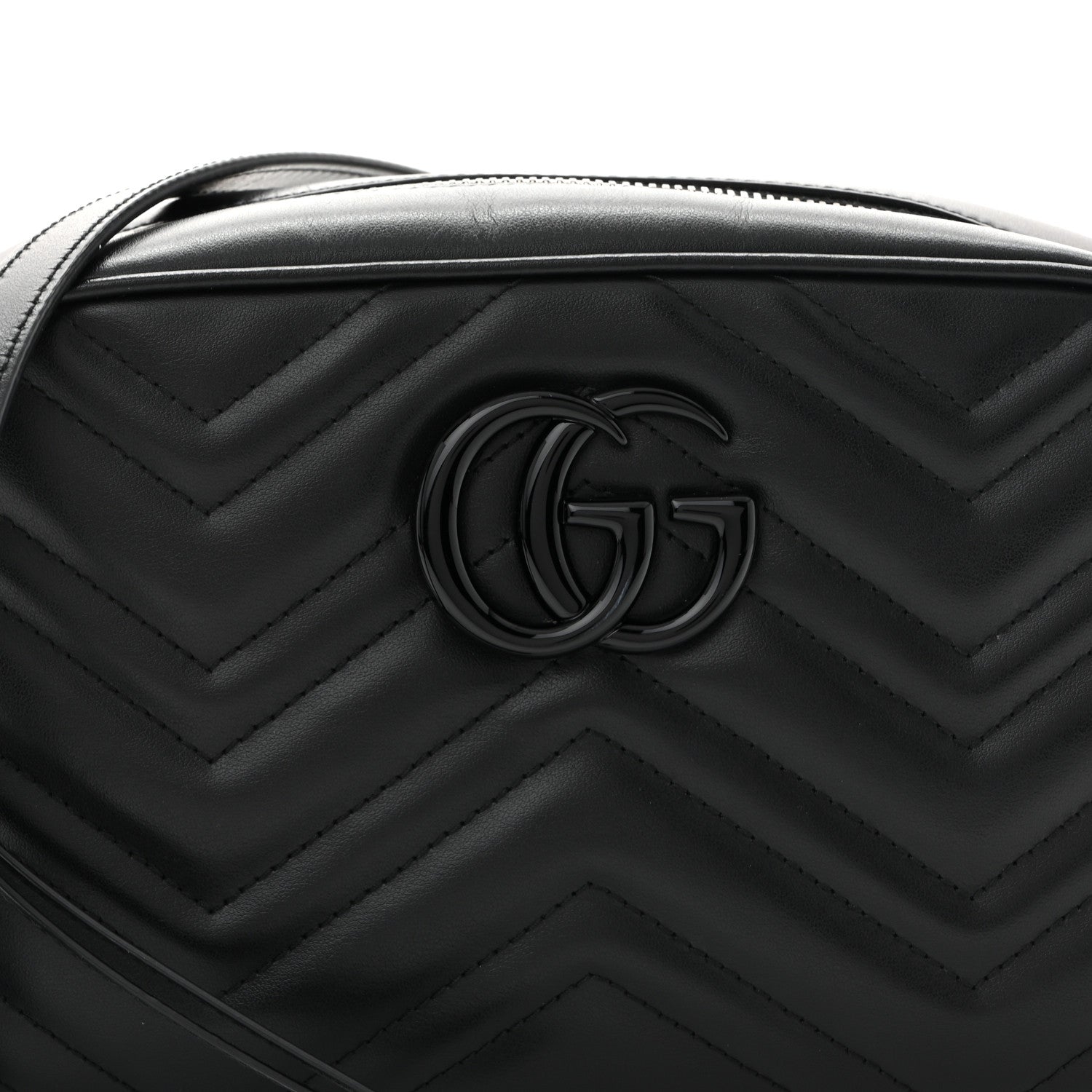 Gucci Calfskin Matelasse Monochrome Small GG Marmont Chain Shoulder Bag Black 8 of 10