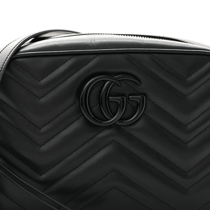 Gucci Calfskin Matelasse Monochrome Small GG Marmont Chain Shoulder Bag Black 8 of 10