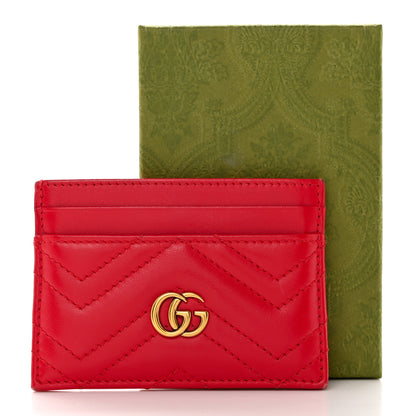 Gucci Calfskin Matelasse GG Marmont Card Holder Hibiscus Red 8 of 8
