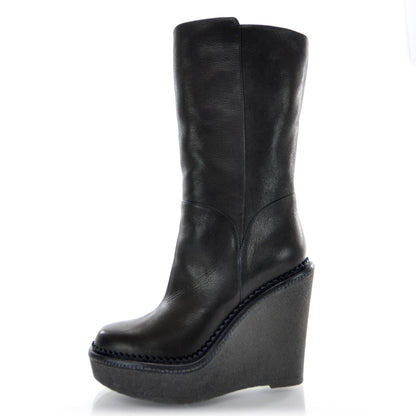 Saint Laurent Leather Wedge Boots 36 Black 1 of 5