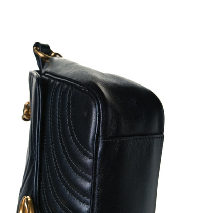 Gucci Calfskin Matelasse Small GG Marmont Shoulder Bag Black 14 of 15