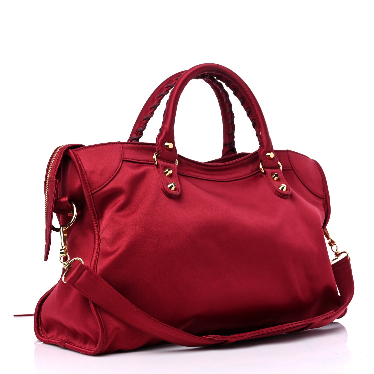 Balenciaga Satin Classic Gold Hardware City Red 3 of 13