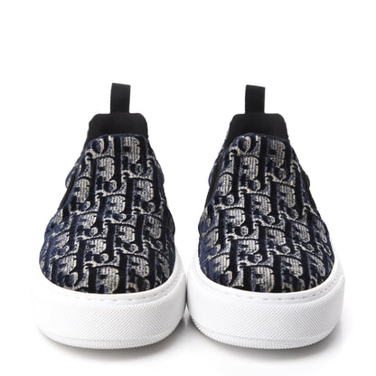 Christian Dior Velvet Oblique Solar Womens Slip On Sneakers 35 Deep Blue 2 of 9