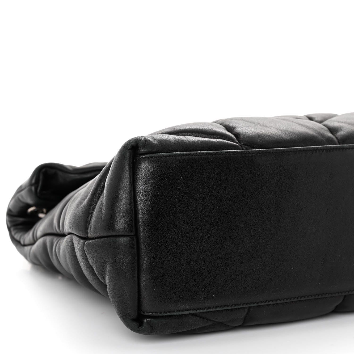 Saint Laurent Lambskin Quilted Medium Loulou Puffer Monogram Chain Satchel Black 8 of 10