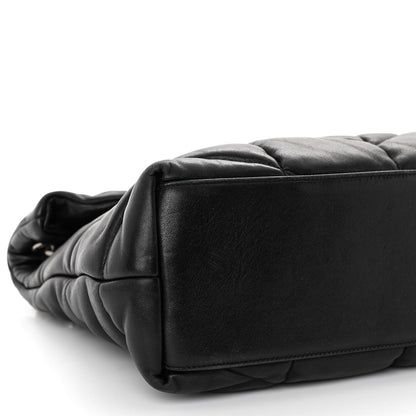 Saint Laurent Lambskin Quilted Medium Loulou Puffer Monogram Chain Satchel Black 8 of 10