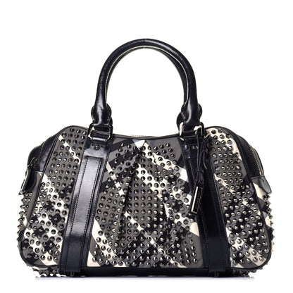 Burberry Nylon Beat Check Studded Satchel Black 1 of 8