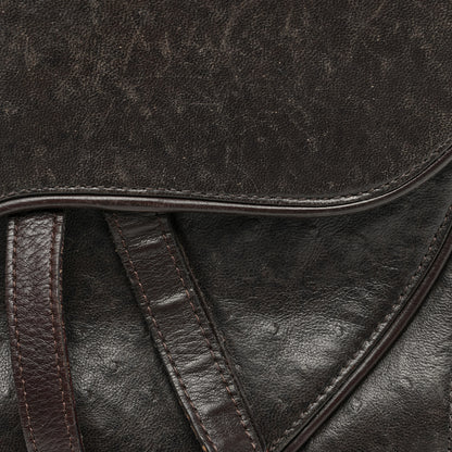Christian Dior Ostrich Embossed Double Saddle Bag Brown 8 of 11