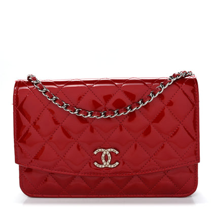 Chanel Patent Quilted Brilliant Wallet On Chain WOC Red 1 of 11