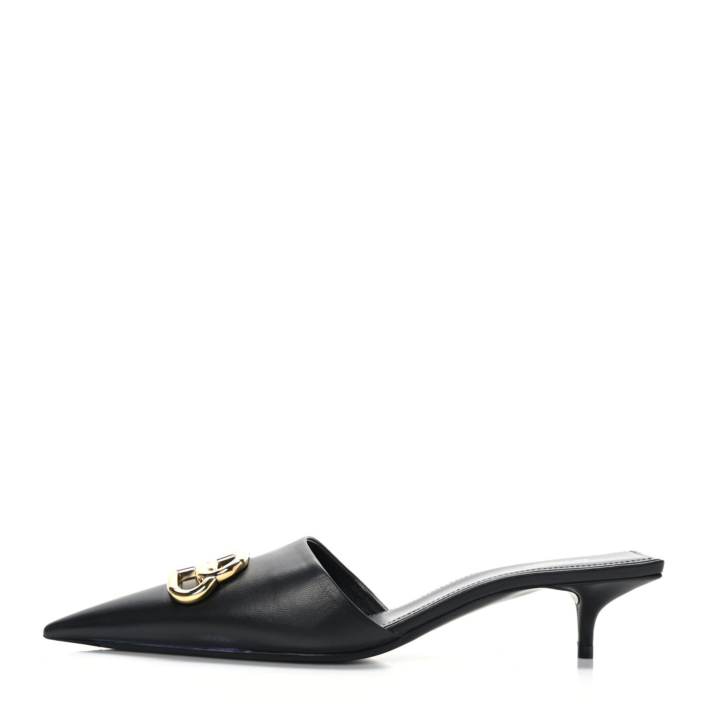 Soft Nappa BB Square Knife Pointed Toe 40mm Mules 37 Black