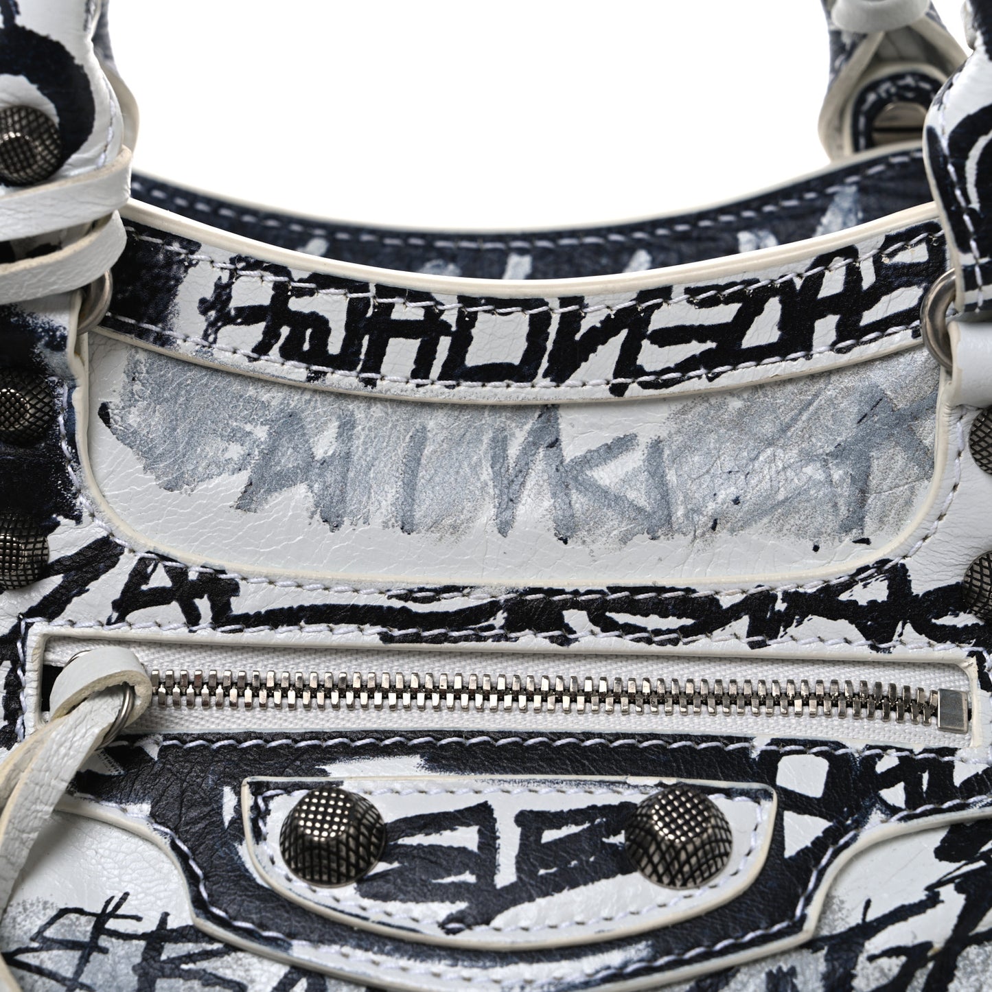 Agneau Arena Graffiti Neo Cagole Handbag XS White Black