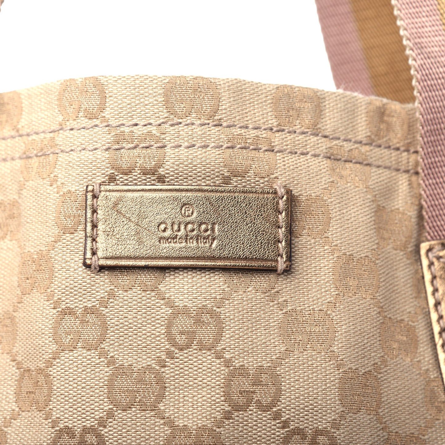 Monogram Medium Web Tote Pink Gold