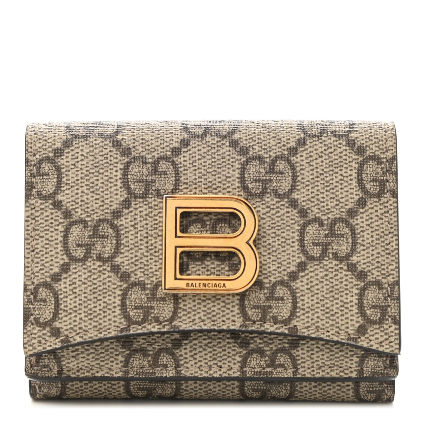 X BALENCIAGA GG Supreme Monogram Card Case Wallet Beige Ebony