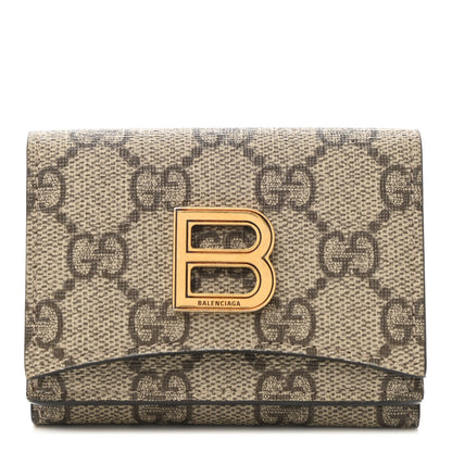 Gucci X BALENCIAGA GG Supreme Monogram Card Case Wallet Beige Ebony 1 of 6