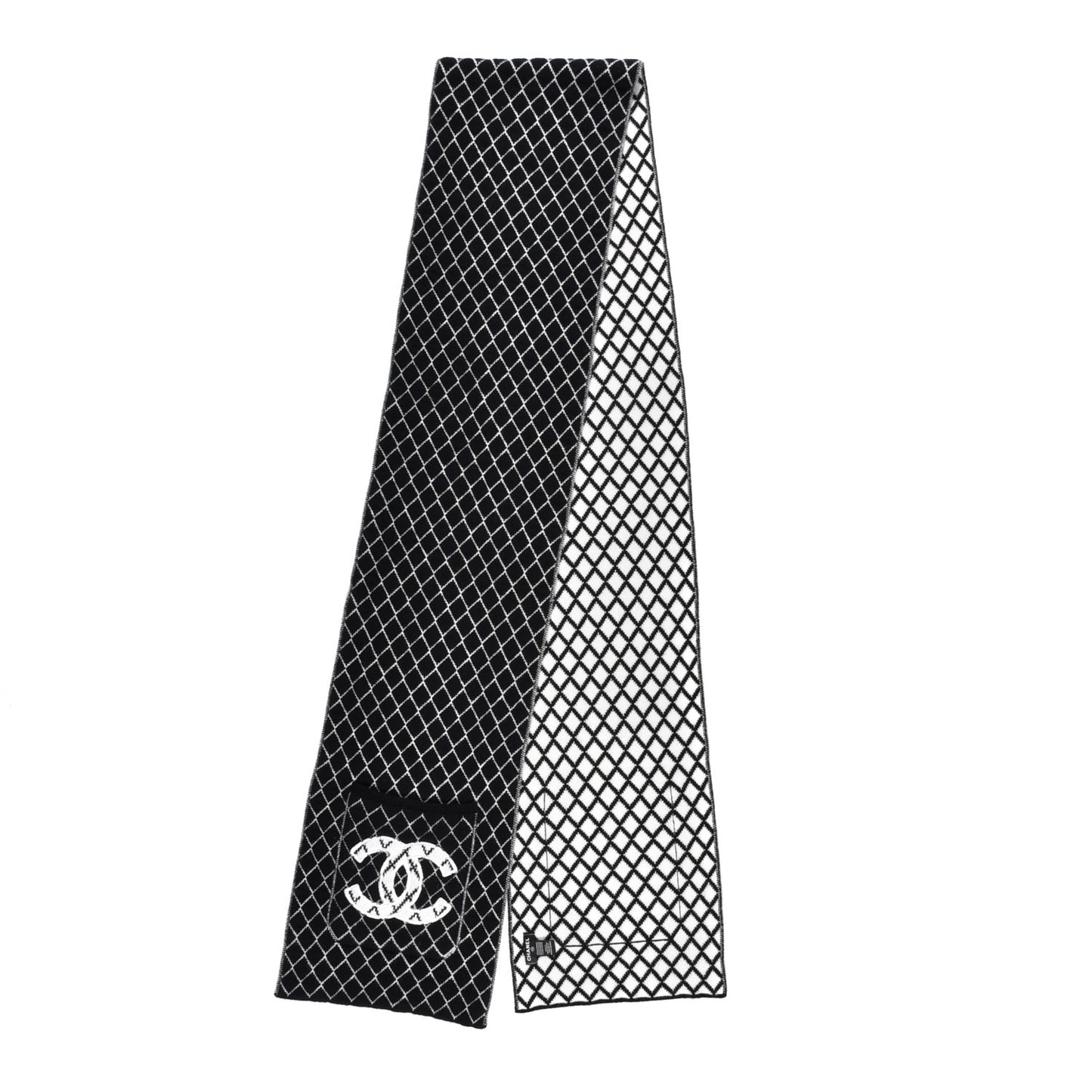 Cashmere CC Pocket Scarf Black White