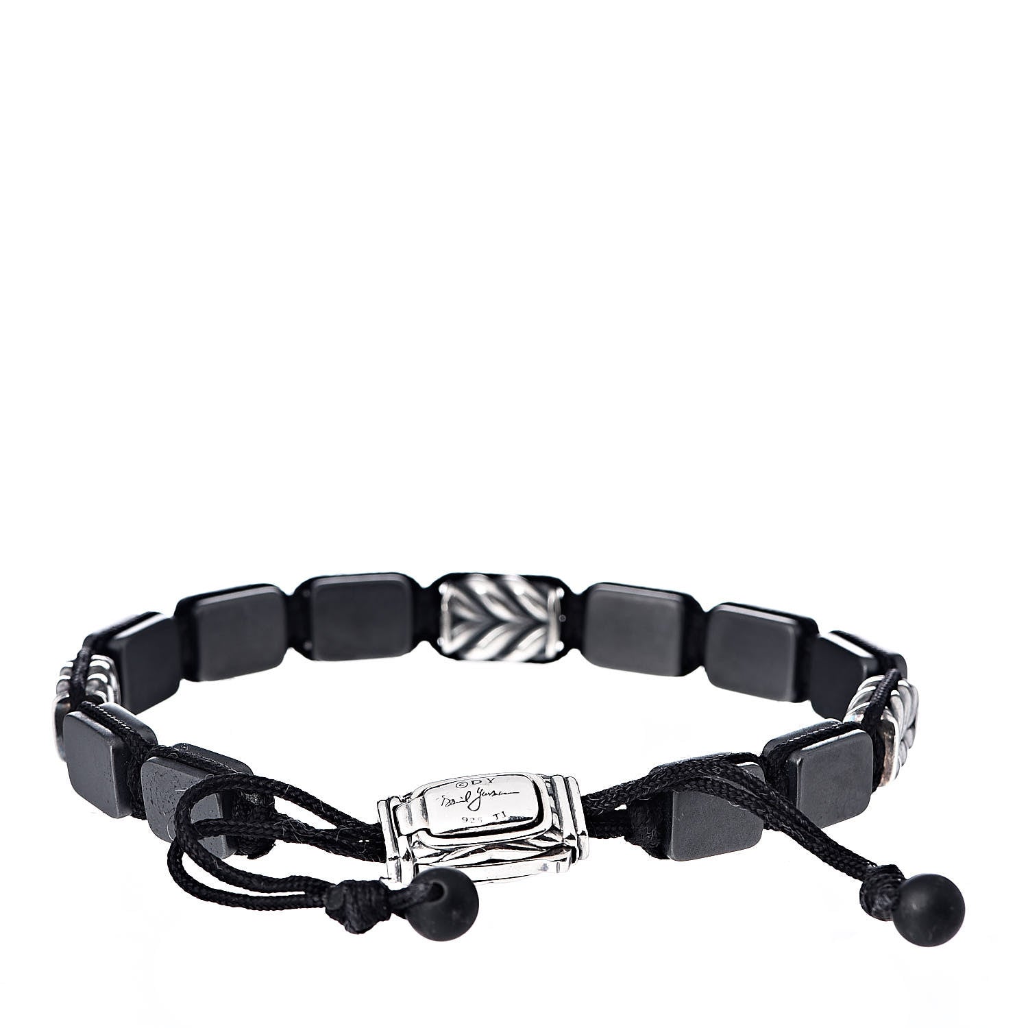 David Yurman Sterling Silver Titanium Chevron Tile Station Bracelet 3 of 4