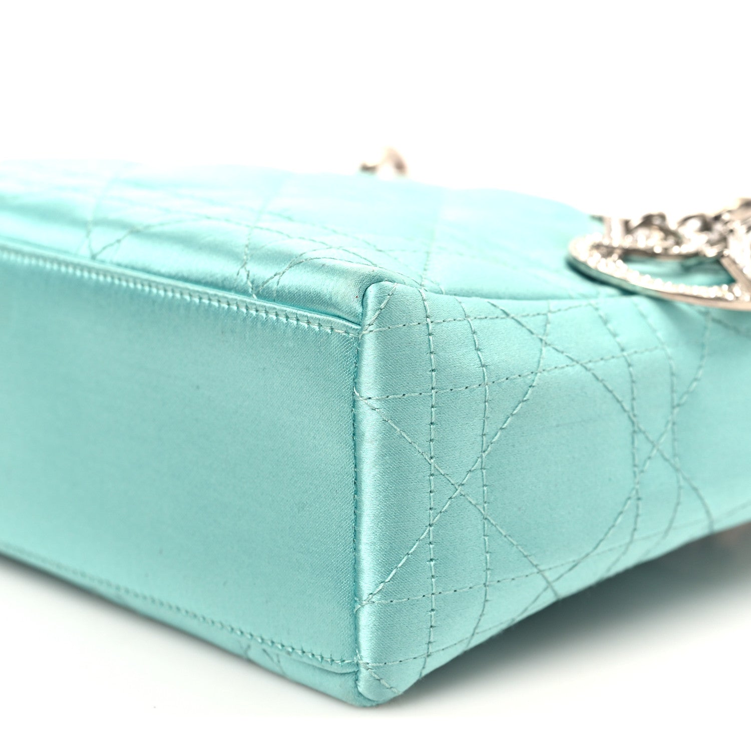 Christian Dior Satin Swarovski Crystal Acrylic PVC Cannage Mini Lady Dior Blue 10 of 12