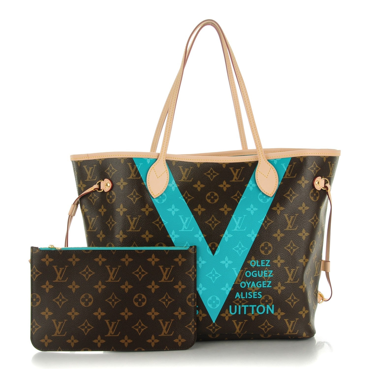 Louis Vuitton Monogram V Neverfull MM Turquoise 1 of 9