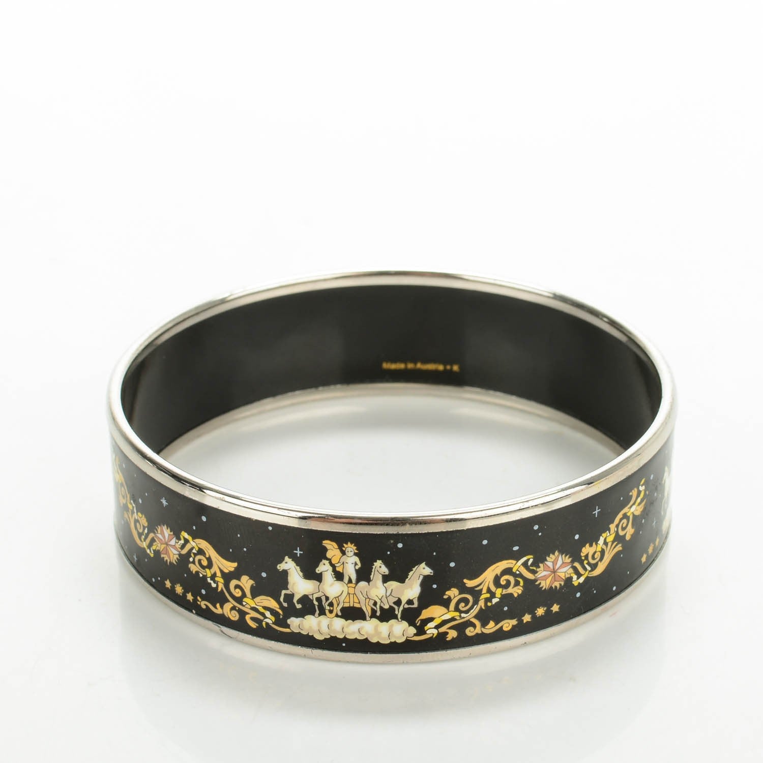 Hermes Enamel Printed Wide Cosmos Bracelet 70 Black 5 of 6