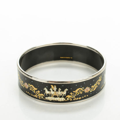 Hermes Enamel Printed Wide Cosmos Bracelet 70 Black 5 of 6