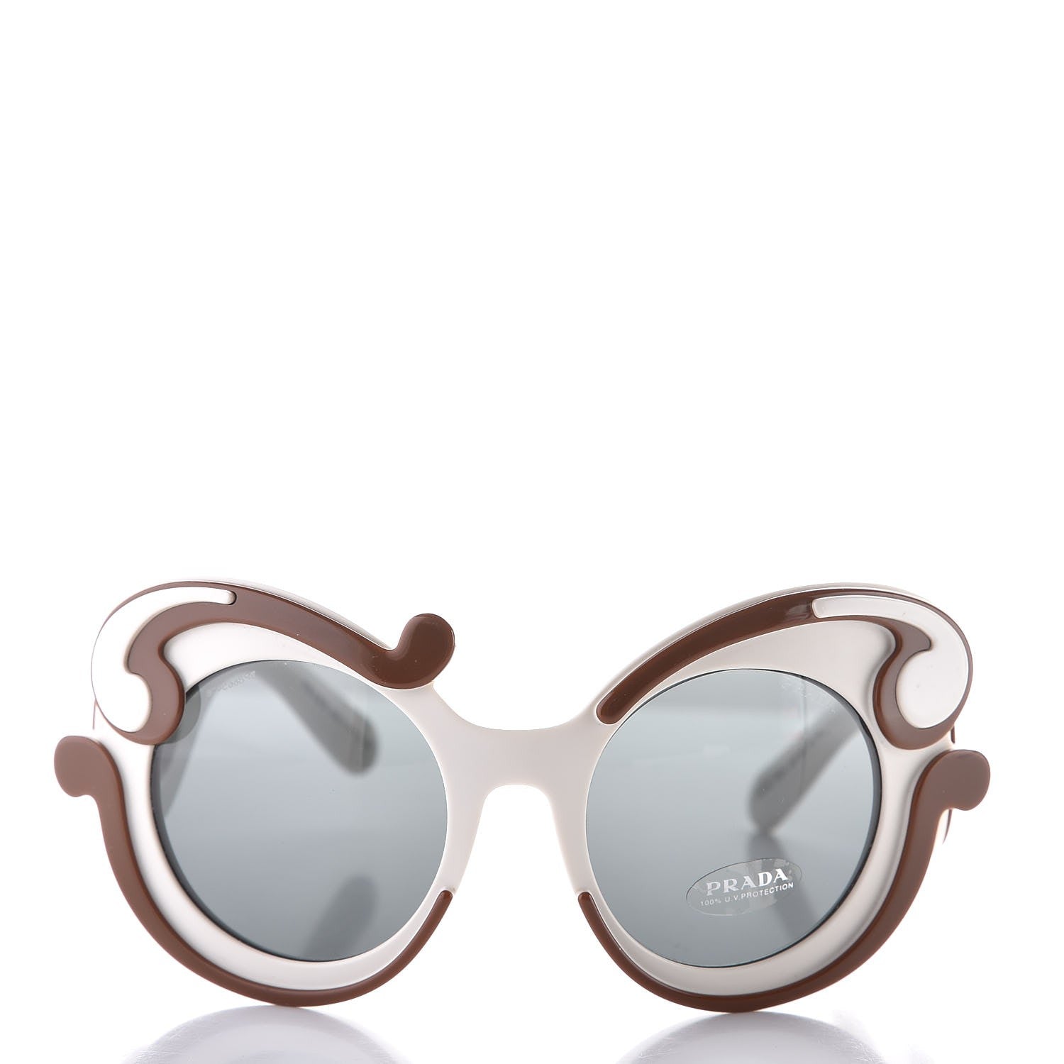 Prada Minimal Baroque Sunglasses SPR 23N White Brown 2 of 7