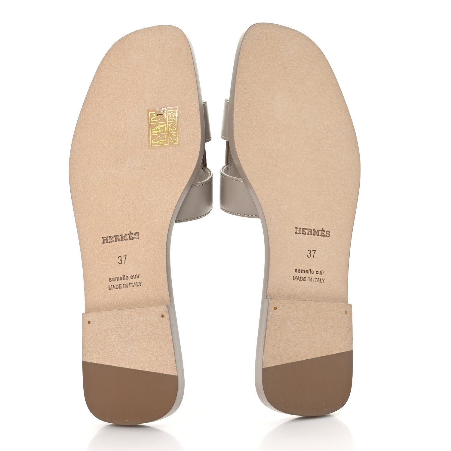 Hermes Box Calfskin Oran Sandals 37 Beige Mastic 5 of 8