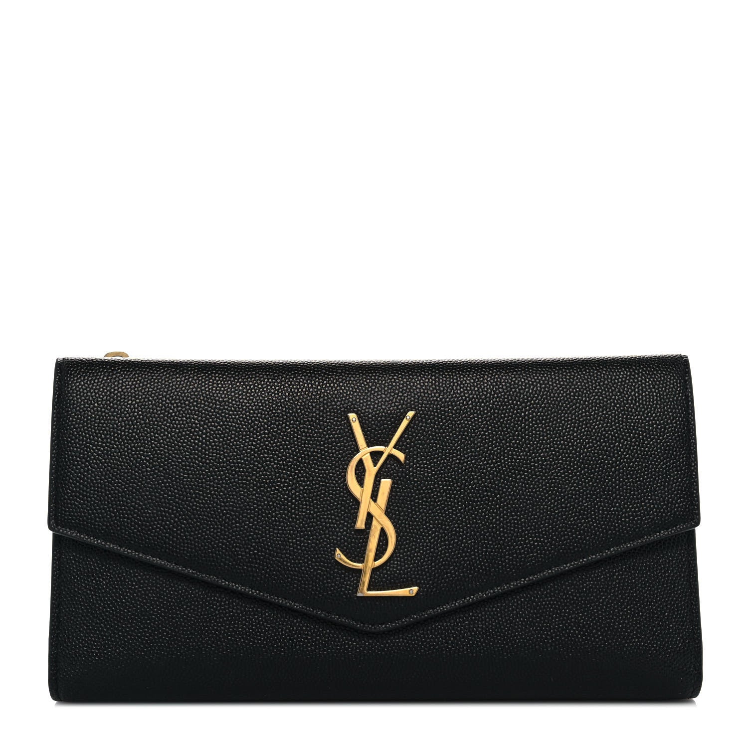Saint Laurent Grain De Poudre Embossed Monogram Uptown Large Wallet Black 1 of 10