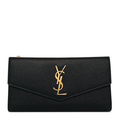 Saint Laurent Grain De Poudre Embossed Monogram Uptown Large Wallet Black 1 of 10