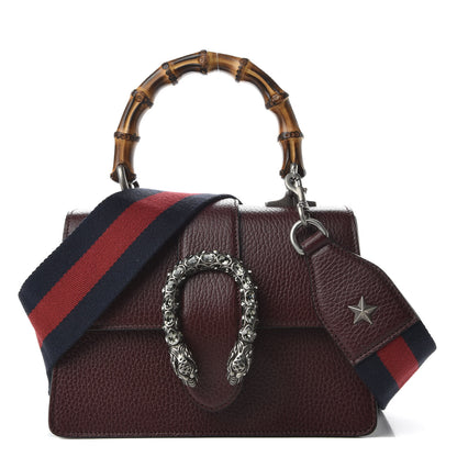 Gucci Dollar Calfskin Crystal Web Mini Dionysus Bamboo Top Handle Bag Vintage Bordeaux Black Diamond 1 of 9