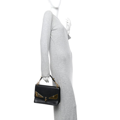 Fendi Vitello Liberty Lucido Metal Monster Eyes Studded Kan I Shoulder Bag Black 2 of 10