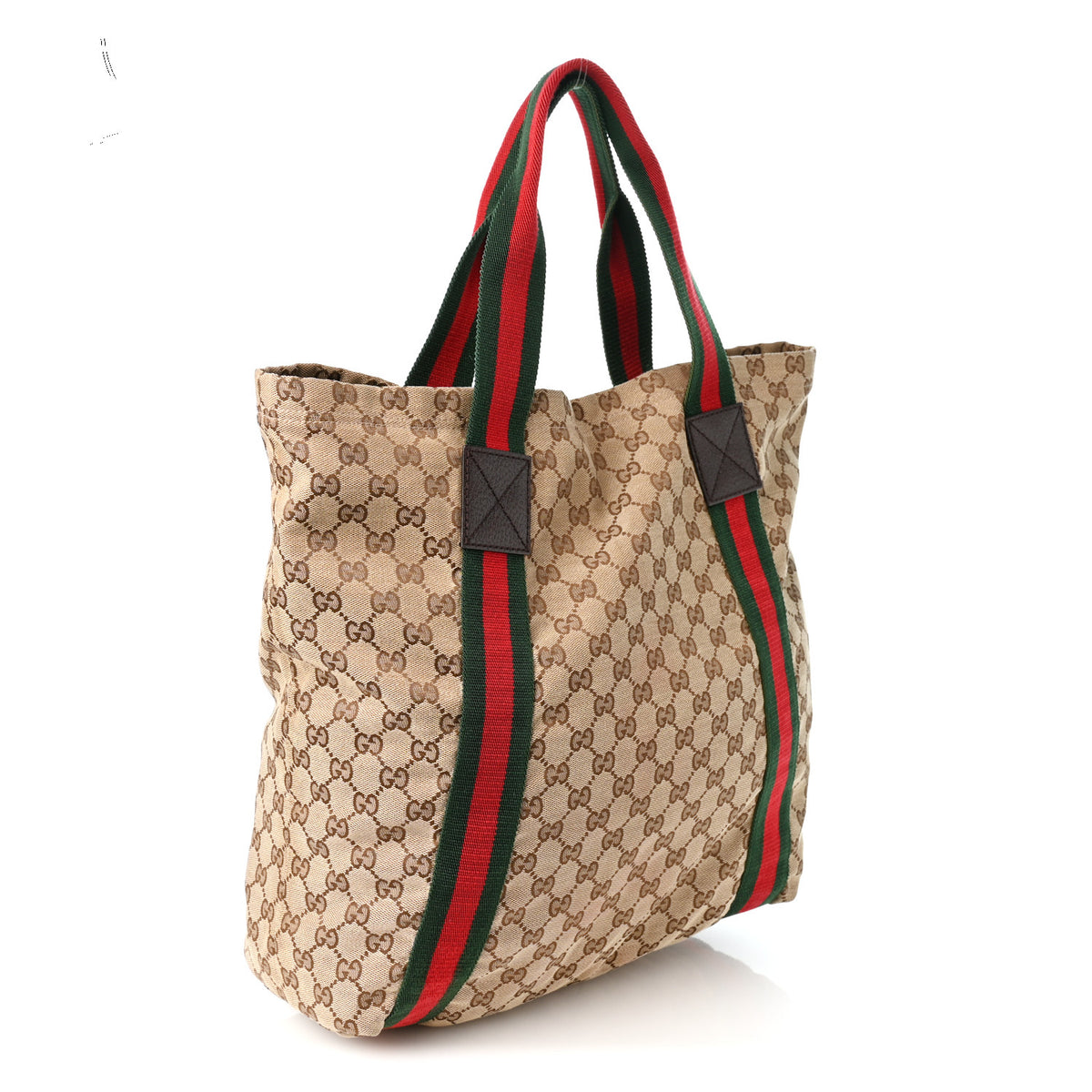 GG Monogram Medium Web Handle Vertical Tote Dark Brown