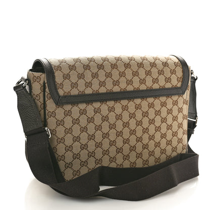 Gucci Monogram Large Flap Messenger Bag Beige Dark Brown 3 of 12