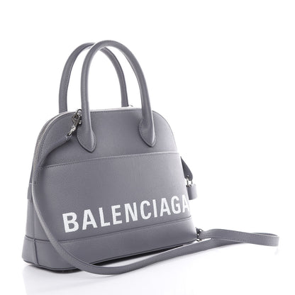 Balenciaga Signature Grained Calfskin Logo S Ville Top Handle Bag Gris Perle Fonce White 3 of 11