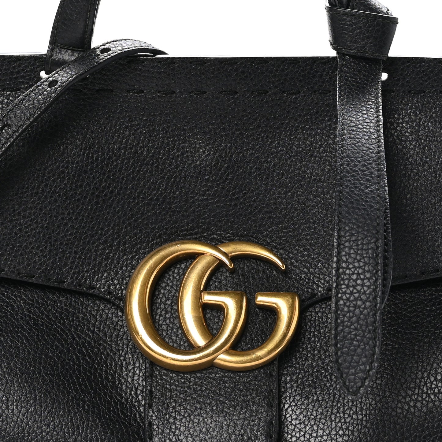 Calfskin Small GG Marmont Top Handle Bag Black
