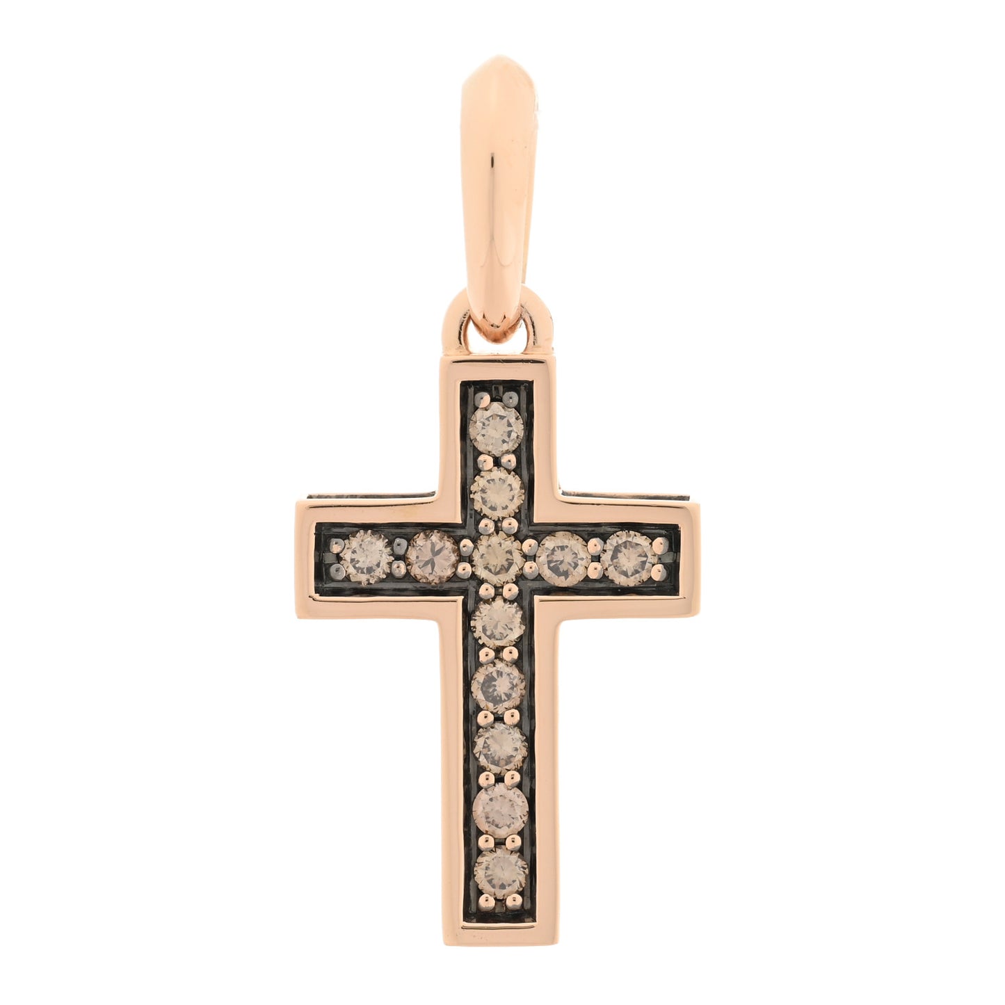 18K Rose Gold Cognac Diamond 28mm Streamline Cross Pendant