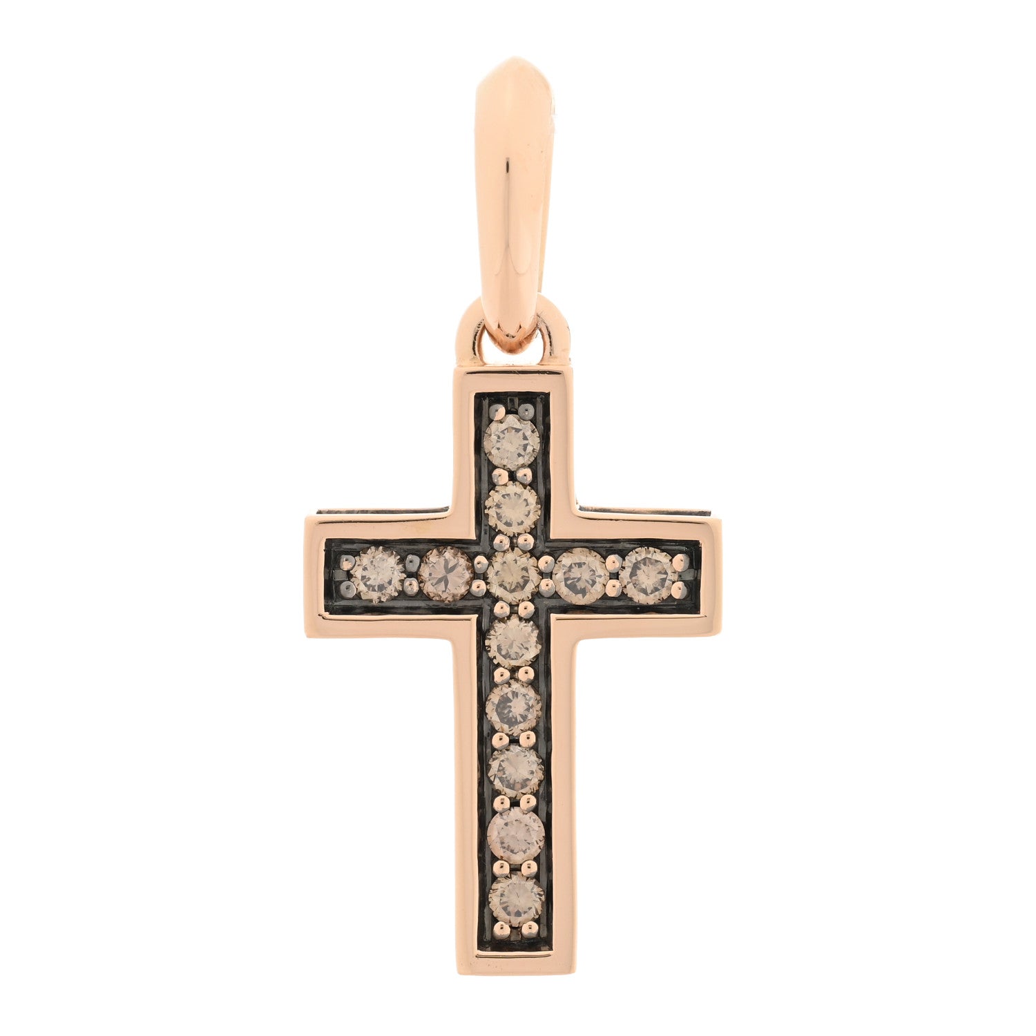 David Yurman 18K Rose Gold Cognac Diamond 28mm Streamline Cross Pendant 1 of 3