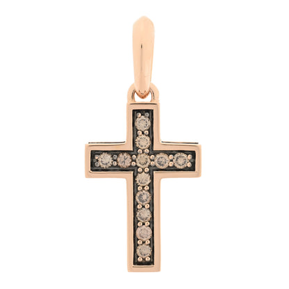 David Yurman 18K Rose Gold Cognac Diamond 28mm Streamline Cross Pendant 1 of 3