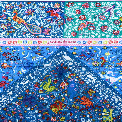 Hermes Cashmere Silk Jardins De Soie Shawl 140 Bleu Vert Rose 2 of 6