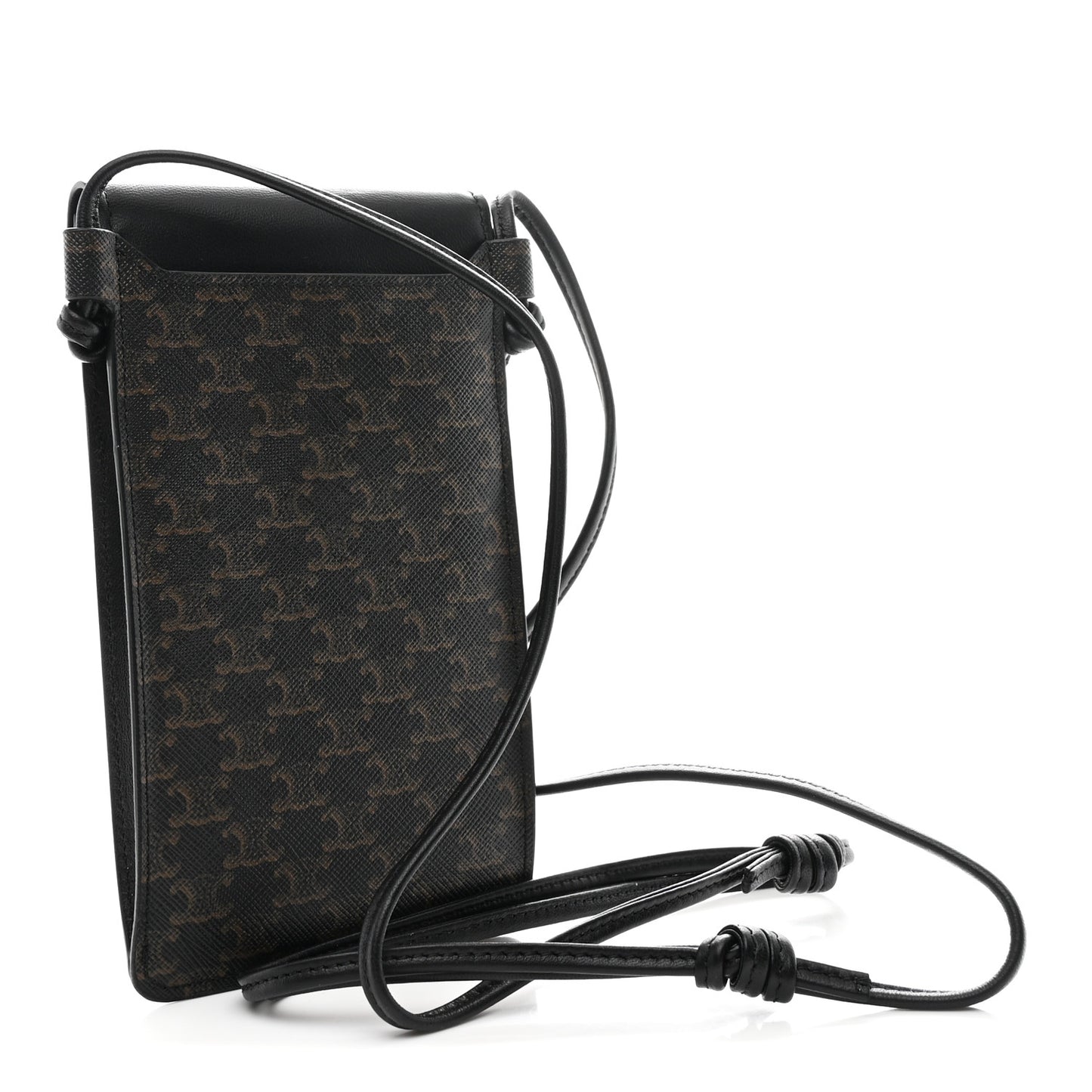 Triomphe Canvas Lambskin Phone Pouch With Flap Black