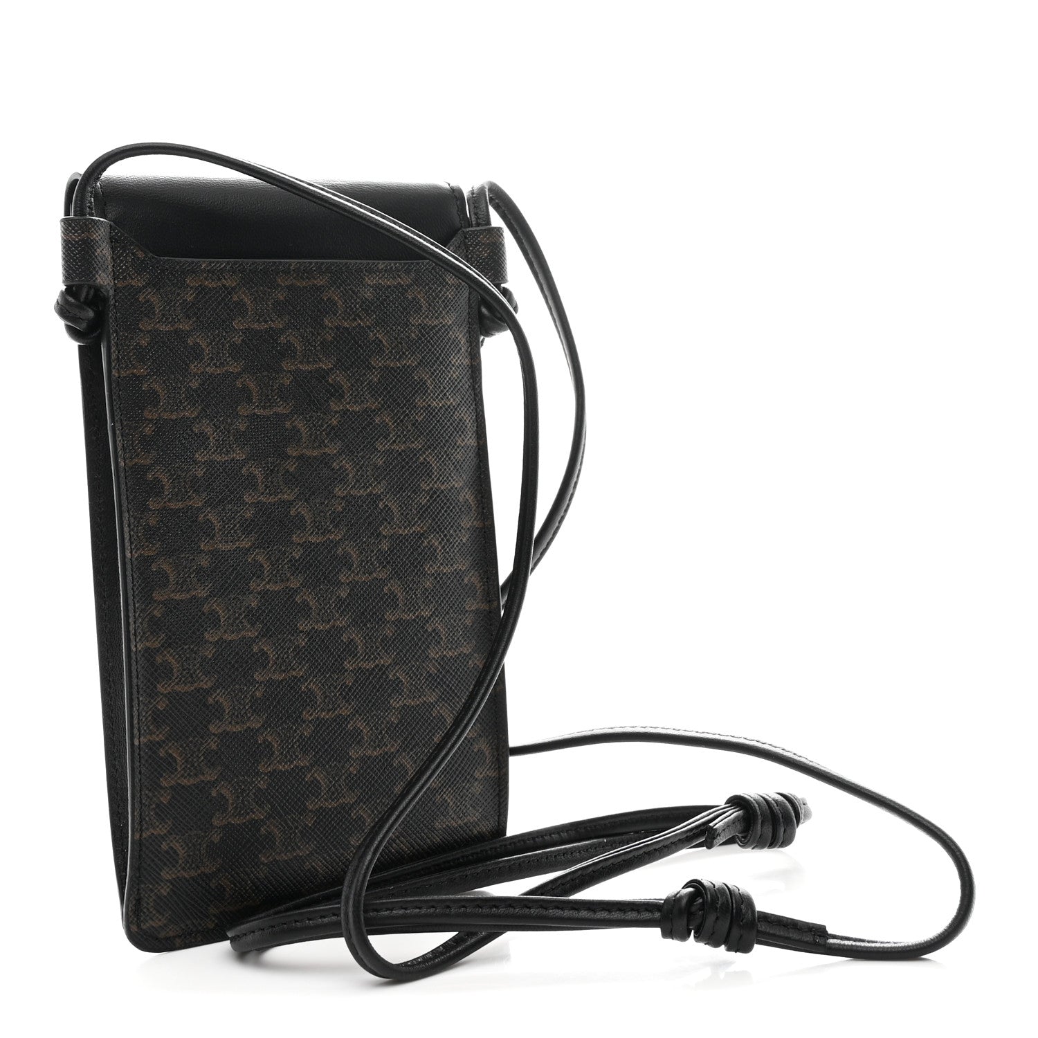 Celine Triomphe Canvas Lambskin Phone Pouch With Flap Black 3 of 10