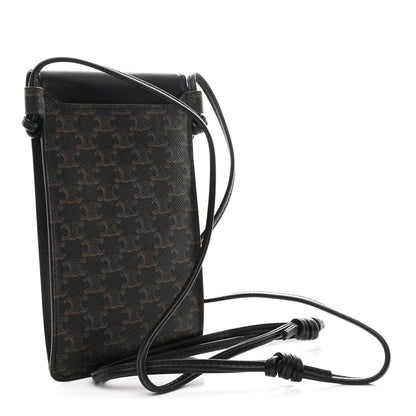 Celine Triomphe Canvas Lambskin Phone Pouch With Flap Black 3 of 10