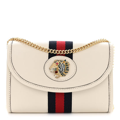 Gucci Textured Calfskin Web Mini Rajah Slim Flap Shoulder Bag Mystic White 1 of 10