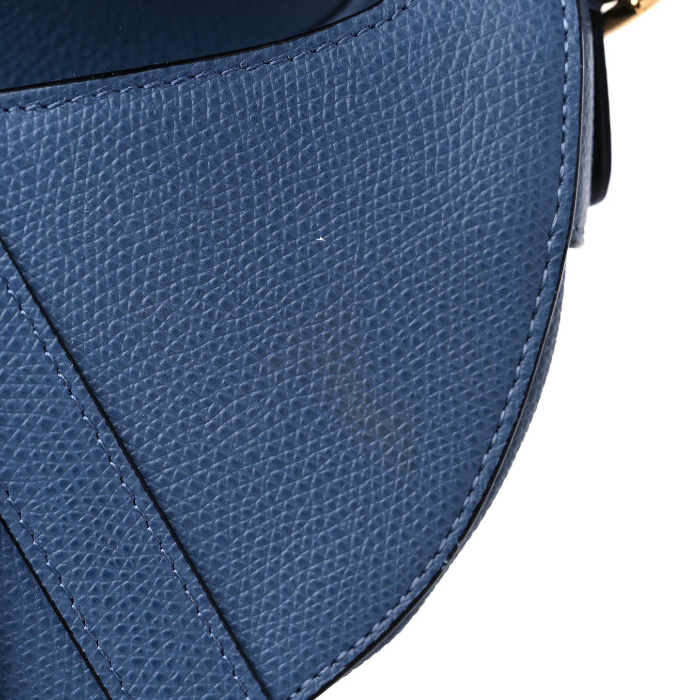Grained Calfskin Mini Saddle Bag Denim Blue