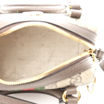 Gucci GG Supreme Monogram Textured Dollar Calfskin Web Super Mini Ophidia Top Handle Bowler Bag Beige Ebony New Acero 4 of 9